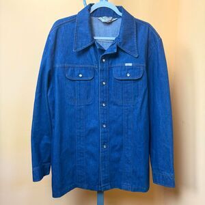 Vintage 70s Sedgefield Do Nothing Denim Shirt Jacket Pearl Snap Western XL